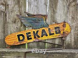 Dekalb Spinner Sign Double Sided Flying Corn Sign Metal Old Original Authentic