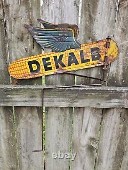 Dekalb Spinner Sign Double Sided Flying Corn Sign Metal Old Original Authentic