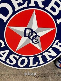 Derby Gasoline Large, Heavy Porcelain Double Sided Dealer Sign (30 Inch) Nice