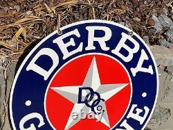 Derby Gasoline Large, Heavy Porcelain Double Sided Dealer Sign (30 Inch) Nice