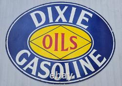 Dixie Oils Gasoline Porcelain Enamel Sign 36 X 27'' Inches Double Sided