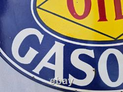 Dixie Oils Gasoline Porcelain Enamel Sign 36 X 27'' Inches Double Sided