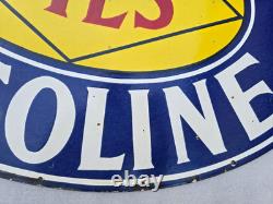 Dixie Oils Gasoline Porcelain Enamel Sign 36 X 27'' Inches Double Sided