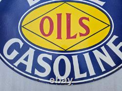 Dixie Oils Gasoline Porcelain Enamel Sign 36 X 27'' Inches Double Sided