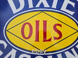 Dixie Oils Gasoline Porcelain Enamel Sign 36 X 27'' Inches Double Sided