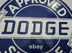 Dodge Approved Service Porcelain Enamel Sign 30inches Double Sided