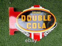 Double Cola Porcelain Advertising Sign 18'' Inches Double Sided With Flange