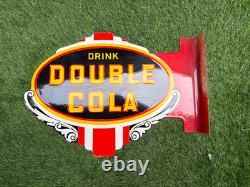 Double Cola Porcelain Advertising Sign 18'' Inches Double Sided With Flange