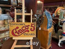 Double-Sided 15 3/4 Eisenlohr's Cinco's Cigar Tin Advertising Sign See Video
