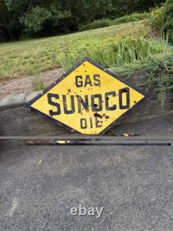 Double Sided 4'x6' Porcelain Sunoco Sign 1940's