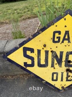 Double Sided 4'x6' Porcelain Sunoco Sign 1940's