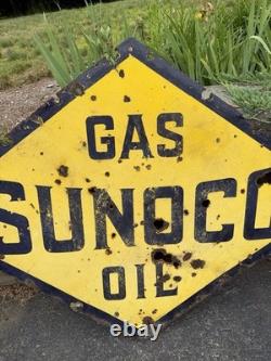 Double Sided 4'x6' Porcelain Sunoco Sign 1940's
