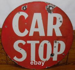 Double Sided Antique Porcelain Streetcar Car Stop Sign 14.75