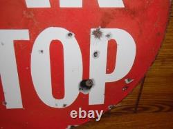 Double Sided Antique Porcelain Streetcar Car Stop Sign 14.75