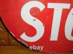 Double Sided Antique Porcelain Streetcar Car Stop Sign 14.75