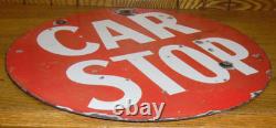 Double Sided Antique Porcelain Streetcar Car Stop Sign 14.75