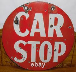 Double Sided Antique Porcelain Streetcar Car Stop Sign 14.75