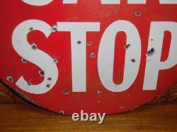 Double Sided Antique Porcelain Streetcar Car Stop Sign 14.75