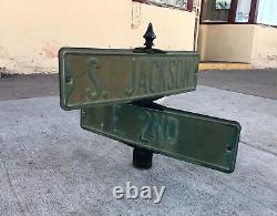 Double Sided Cross Street Sign Antique Metal Embossed Full Size New Mexico