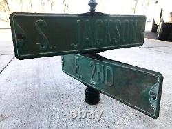 Double Sided Cross Street Sign Antique Metal Embossed Full Size New Mexico