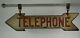 Double-sided Enamel Telephone Sign Hanging Directional Arrow Bracket