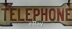 Double-Sided Enamel TELEPHONE Sign Hanging Directional Arrow Bracket