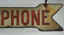 Double-Sided Enamel TELEPHONE Sign Hanging Directional Arrow Bracket