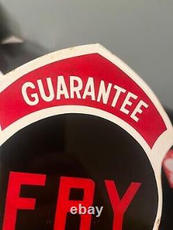 Double Sided Fry Guarantee Visible Porcelain Gas Pump Sign Plate Mae West