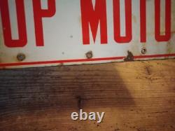 Double Sided Island Hanging NO SMOKING STOP MOTOR Porcelain Sign 8 X 13