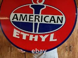 Double Sided Large Vintage American High Octane Porcelain Enamel Gas Pump Sign