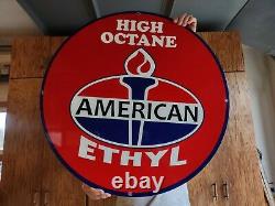 Double Sided Large Vintage American High Octane Porcelain Enamel Gas Pump Sign