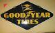Double Sided Old Porcelain Sign Goodyear Tires 1947. Bright Blue & Gold