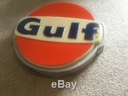 Double Sided Original Old Lighted Gulf Service Station Sign 34 Gas Oil