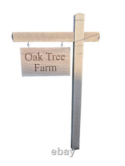 Double Sided Personalised Hanging Sign Engraved Oak Wooden Gallows house drive
