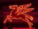 Double-sided Red Neon Mobil Pegasus Sign
