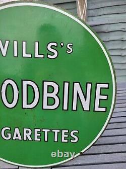 Double Sided Wills Woodbine Cigarettes Enamel Sign Advertising Porcelain 17 DIA