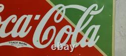 Drink Coca Cola Fountain Service Porcelain Enamel Sign 26 x 22.5 Inches 2 Sided
