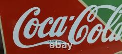 Drink Coca Cola Fountain Service Porcelain Enamel Sign 26 x 22.5 Inches 2 Sided
