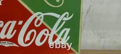 Drink Coca Cola Fountain Service Porcelain Enamel Sign 26 x 22.5 Inches 2 Sided