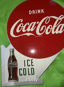 Drink Coca-Cola Ice Cold Double Sided Flange Metal Sign A-M 8-53