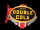 Drink Double Cola Flange Porcelain Enamel Sign 18 X 15 X 2.5 Inches Double Sided
