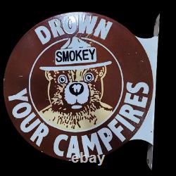 Drown Smokey Porcelain Enamel Sign 18x20 Inches Double Sided With Flange