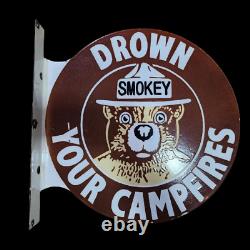 Drown Smokey Porcelain Enamel Sign 18x20 Inches Double Sided With Flange