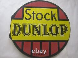 Dunlop Porcelain Enamel Double Sided Antique Original Flange Sign French Gas Oil