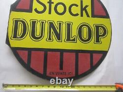 Dunlop Porcelain Enamel Double Sided Antique Original Flange Sign French Gas Oil