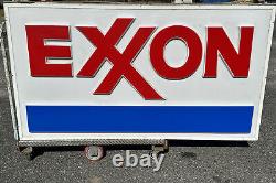EXXON Gas Station Huge Double Sided Lighted Sign Embossed 8' x55x12