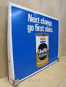 EXXON UNIFLO MOTOR OIL Double Sided Advertising Sign Gas Station Pump Rack