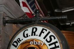 Early 1900s Optometrist Glass Light up sign Double Sided Metal Sign DR. G. R. FISH