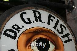 Early 1900s Optometrist Glass Light up sign Double Sided Metal Sign DR. G. R. FISH