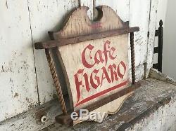 Early Antique Aafa Folk Art Painted Advertising Trade Sign Double Sided Wood